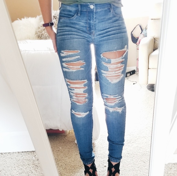 jeans with holes all the way down